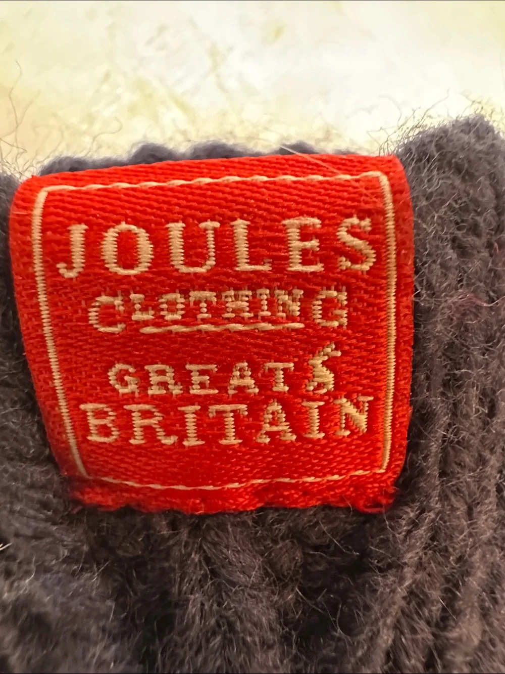 Joules Navy Mittens with Red Bear Details